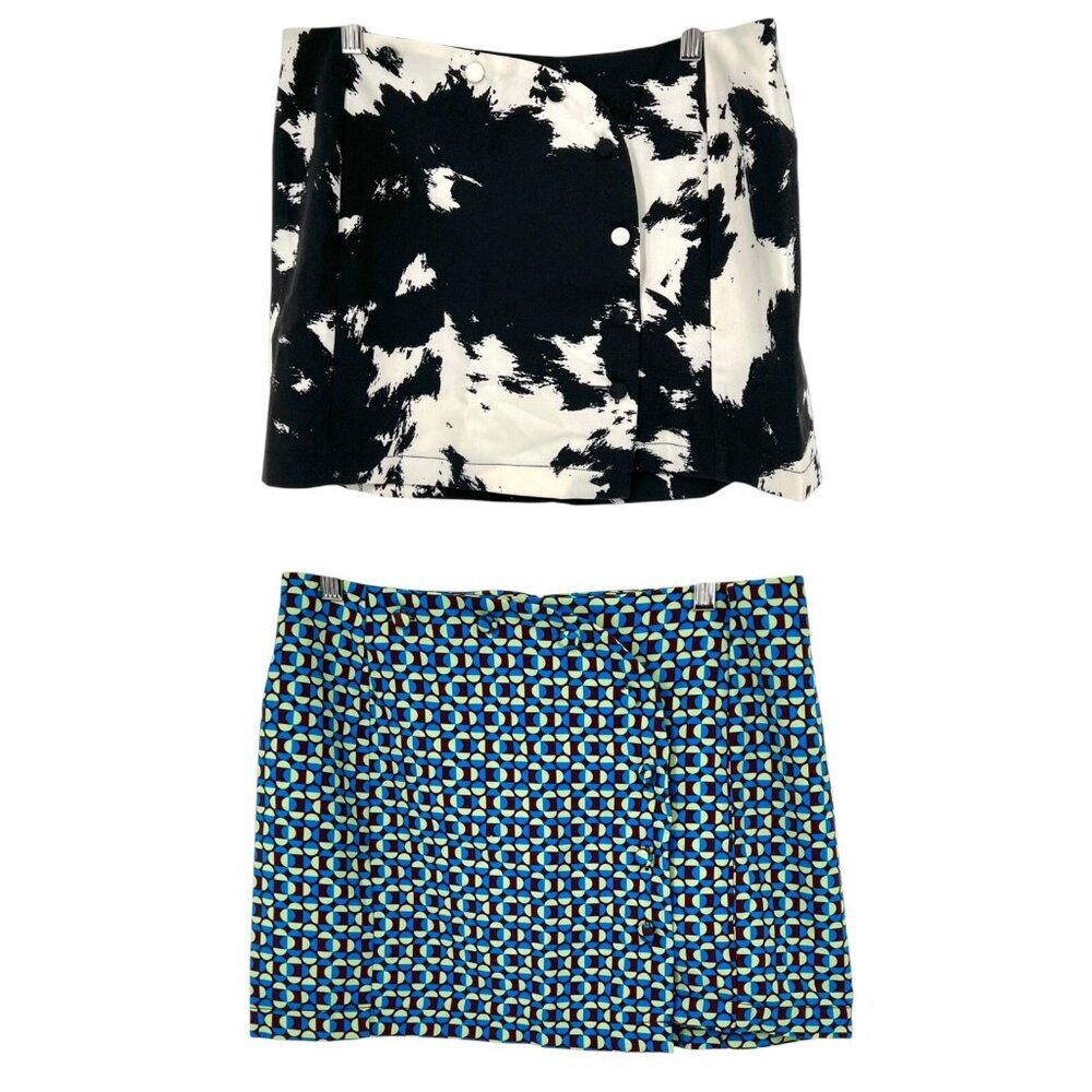 Urban Outfitters Mini Skirts Lot of 2 Size L Button Front Cream Black + Colorful